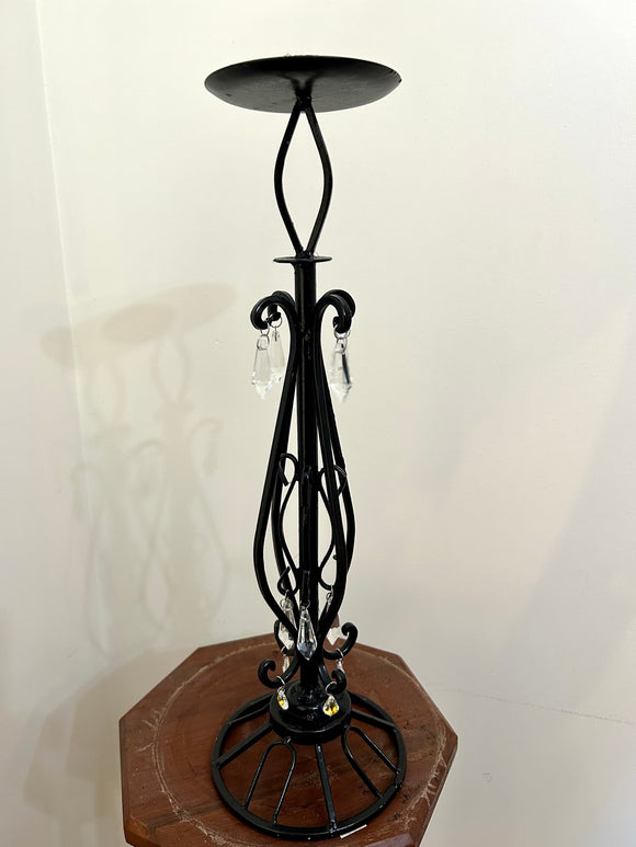 Black Candle Holder with glass beading