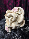 WHITE ROSE SKULL WITH SERPENTS 15CM