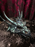 Antique Dragon Skull Head Blue Iridescent 26 x 17cm