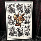 Pokemon Tattoo Flash A4 Print - Art By Rose Demon