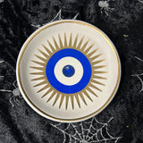 Incense Holder Trinket dish Round Ceramic All Seeing Eye White 10cm