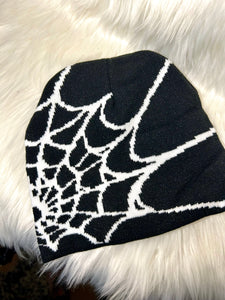 Spider Web Beanie - Black and White