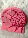 Spider Web Beanie - Pink & Red