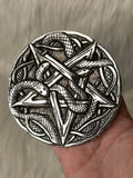 Round Pentacle Serpent Aluminium Incense Holder 10.5cm