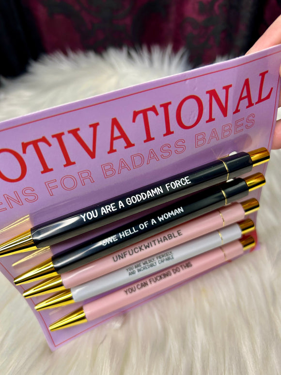 5pce Pen Set - Motivational Pens for Badass Babes