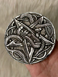 Round Pentacle Serpent Aluminium Incense Holder 10.5cm