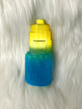 Selenite Tower Coloured 8-10cm Yellow / Blue