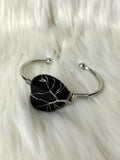 Cuff Bracelet Wire Wound Tree of Life - Heart Obsidian 4cm