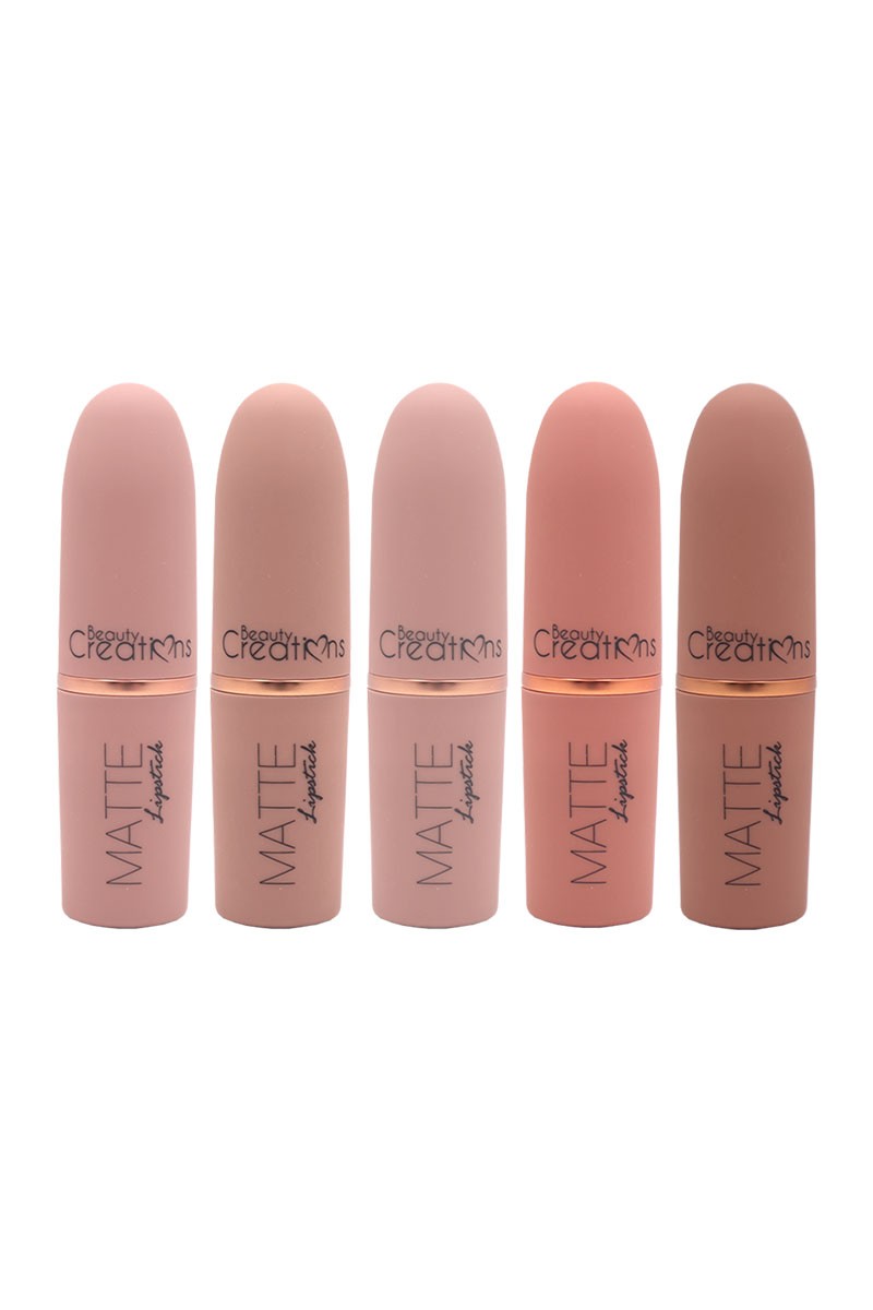 Beauty Creations Bare Matte Lipstick Set – 5 Highly  Bare Beauty Matte Lipstick Set Five Natural Lip Shades to Complement any skin main image 1