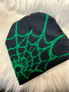 Spider Web Beanie - Black and Green