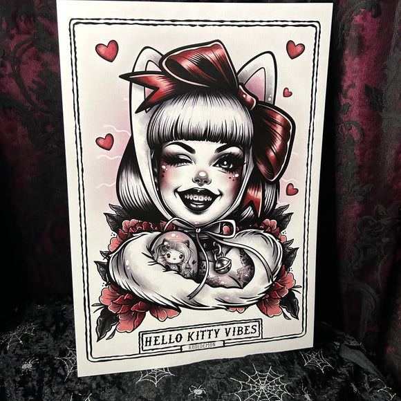 Hello Kitty Vibes A3 Print - Art By Rose Demon