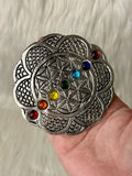 Round Flower of Life with Chakra Beads Aluminium Incense Holder 9cm