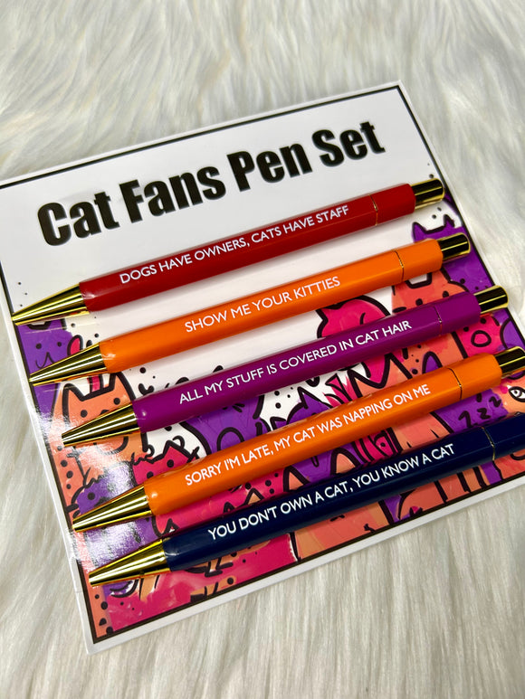 5pce Pen Set - Cat Fans