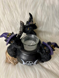 Black Cat Cauldron Tealight Holder 12cm