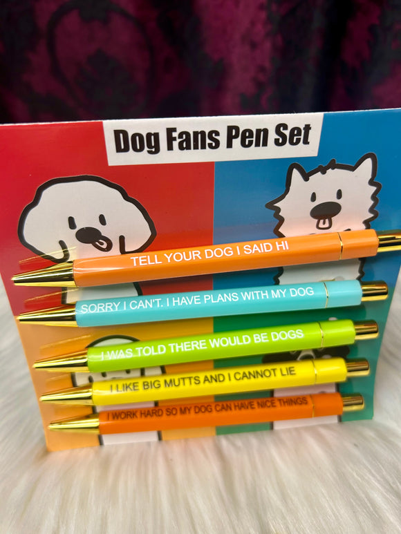 5pce Pen Set - Dog Fans
