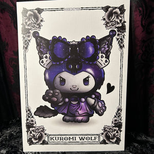 Kuromi Wolf A4 Print - Art By Rose Demon