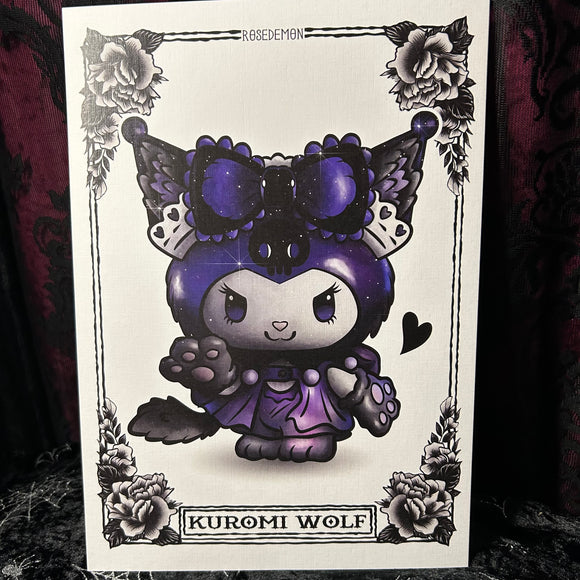 Kuromi Wolf A4 Print - Art By Rose Demon
