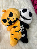 Twin Head Plushie - Glow in the Dark - Pumpkin/Skelly