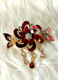 Opulence Hair Clip Floral Red