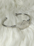 Cuff Bracelet Wire Wound - Hexahedron Clear Quartz 3cm