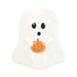 Ghost Shaped Ceramic Oil Burner with Pumpkin