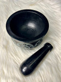 Mortar & Pestle Black Soapstone Cauldron Style Chakra 10cm