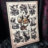 Pokemon Tattoo Flash A3 Print - Art By Rose Demon
