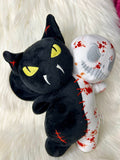 Twin Head Plushie - Glow in the Dark - Kitty/Skelly