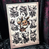 Pokemon Tattoo Flash A3 Print - Art By Rose Demon