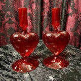 Glass Heart Candle Holders - pair