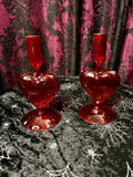 Glass Heart Candle Holders - pair