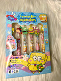 Spongebob Squarepants Stationary - 6pce Pen Set