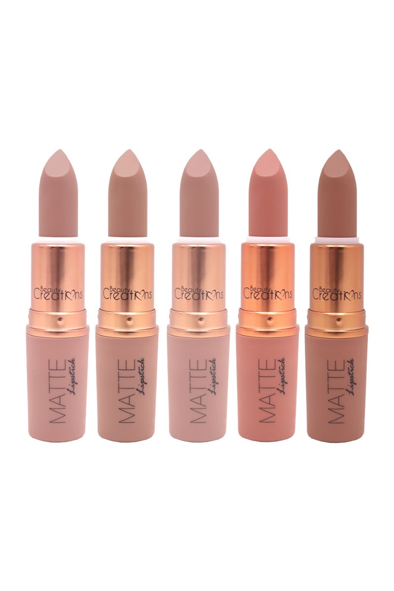 Beauty Creations Bare Matte Lipstick Set – 5 Highly  Bare Beauty Matte Lipstick Set Five Natural Lip Shades to Complement any skin main image 2