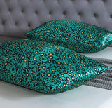 Green Leopard Print - Satin Pillow Cases