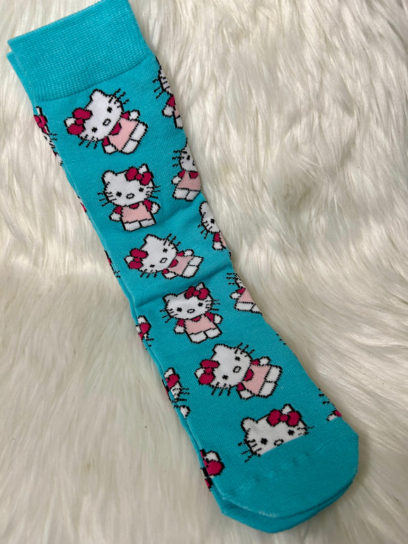 Character Socks - Kitty Teal