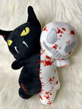 Twin Head Plushie - Glow in the Dark - Kitty/Skelly