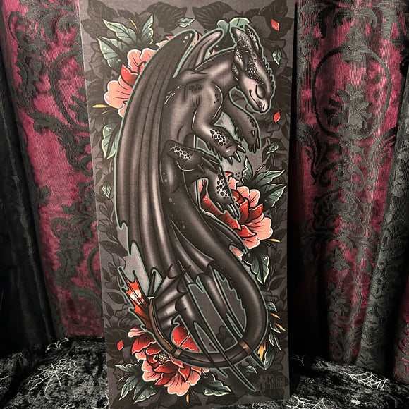 Toothless Mini Scroll - Art By Rose Demon