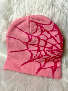 Spider Web Beanie - Pink & Red