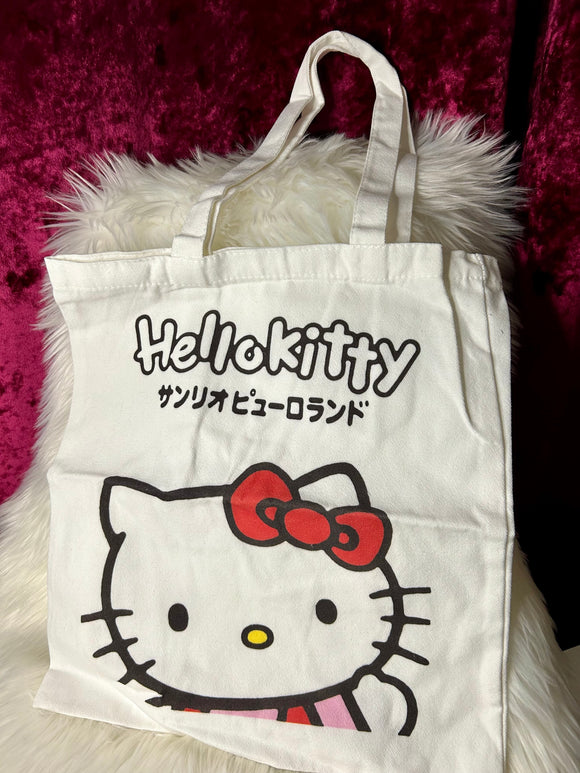 Canvas Tote Bag - Kitty red