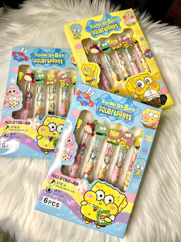Spongebob Squarepants Stationary - 6pce Pen Set