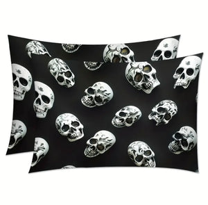 Black Skulls - Satin Pillow Cases