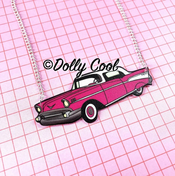 Dolly Cool - 50s Pink Chevy Bel Air Necklace