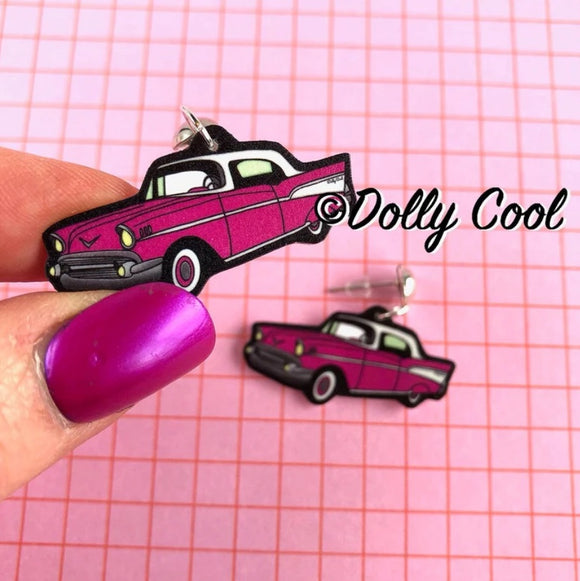 Dolly Cool - 50s Pink Chevy Bel Air Earrings