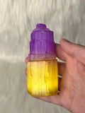 Selenite Tower Coloured 8-10cm Purple / Yellow