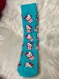 Character Socks - Kitty Teal