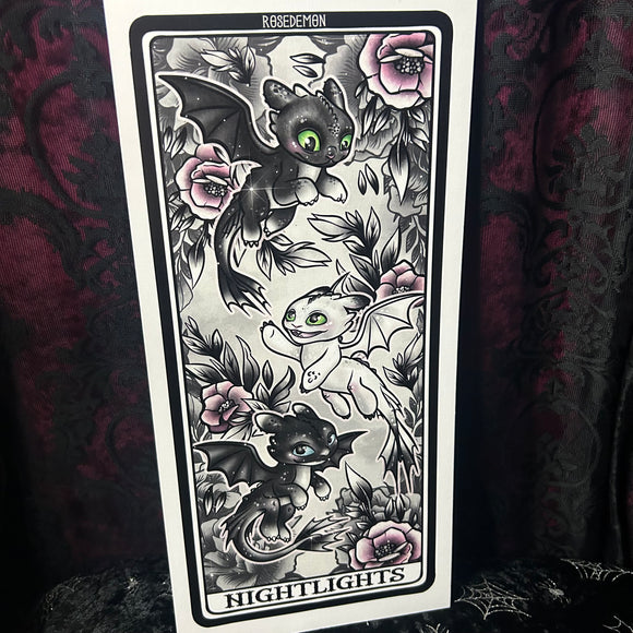 Nightlights - Mini Scroll - Art By Rose Demon