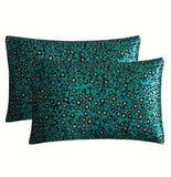 Green Leopard Print - Satin Pillow Cases