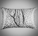 Leopard Print - Silver - Satin Pillow Cases