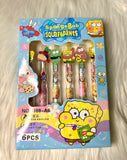 Spongebob Squarepants Stationary - 6pce Pen Set