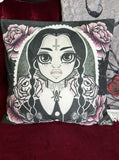 Drop Dead Gorgeous - WEDNESDAY IN WEBS - Rose Demon cushion cover